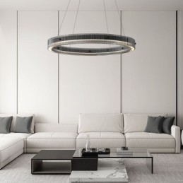 Szklana lampa wisząca 60 80CM okrągła lampa sufitowa bezstopniowa ściemnialna z pilotem