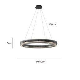 Szklana lampa wisząca 60 80CM okrągła lampa sufitowa bezstopniowa ściemnialna z pilotem