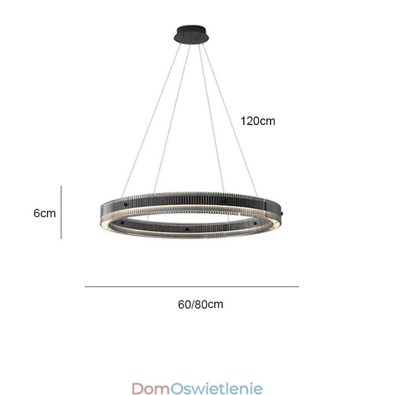 Szklana lampa wisząca 60 80CM okrągła lampa sufitowa bezstopniowa ściemnialna z pilotem