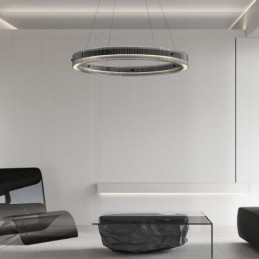 Szklana lampa wisząca 60 80CM okrągła lampa sufitowa bezstopniowa ściemnialna z pilotem