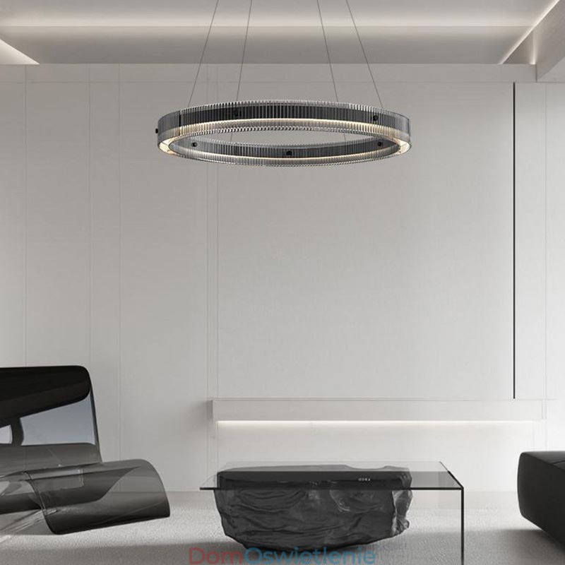Szklana lampa wisząca 60 80CM okrągła lampa sufitowa bezstopniowa ściemnialna z pilotem