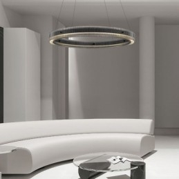 Szklana lampa wisząca 60 80CM okrągła lampa sufitowa bezstopniowa ściemnialna z pilotem