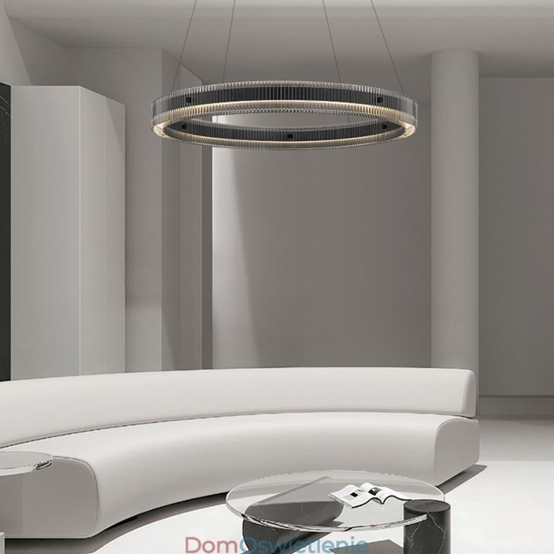 Szklana lampa wisząca 60 80CM okrągła lampa sufitowa bezstopniowa ściemnialna z pilotem