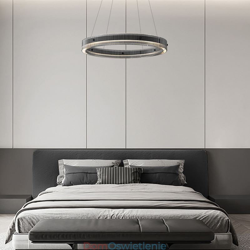 Szklana lampa wisząca 60 80CM okrągła lampa sufitowa bezstopniowa ściemnialna z pilotem