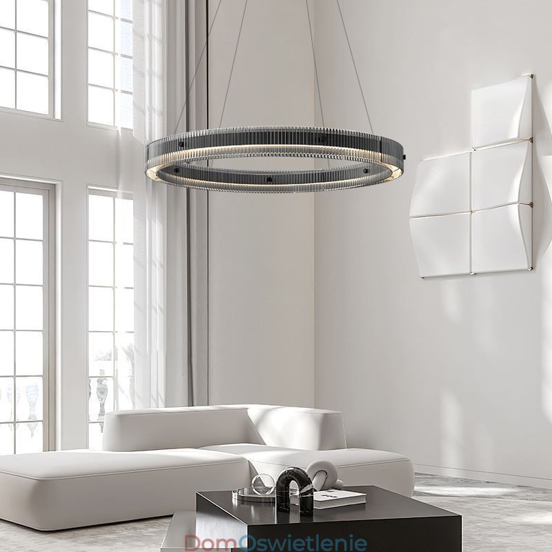 Szklana lampa wisząca 60 80CM okrągła lampa sufitowa bezstopniowa ściemnialna z pilotem