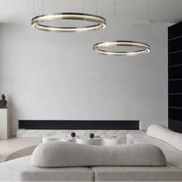 Szklana lampa sufitowa 60+80CM okrągła dekoracja podwójna okrągła lampa wisząca trójchromatyczna ściemnialna