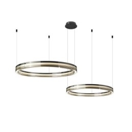 Szklana lampa sufitowa 60+80CM okrągła dekoracja podwójna okrągła lampa wisząca trójchromatyczna ściemnialna