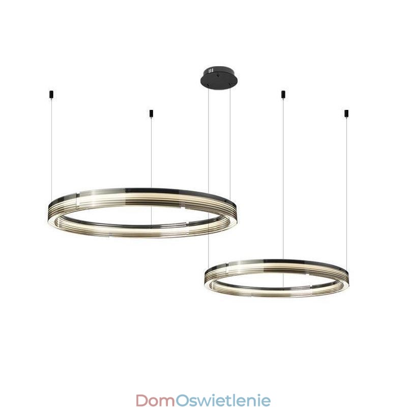 Szklana lampa sufitowa 60+80CM okrągła dekoracja podwójna okrągła lampa wisząca trójchromatyczna ściemnialna