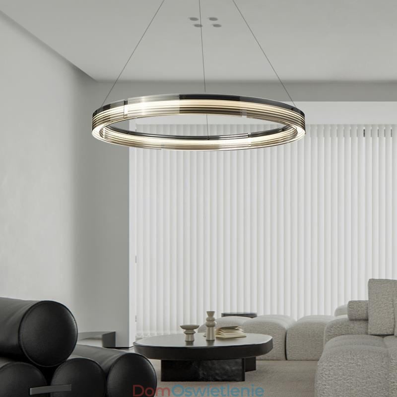 Lampa wisząca 60 80CM Okrągłe szklane lampy sufitowe Trójchromatyczne ściemnianie