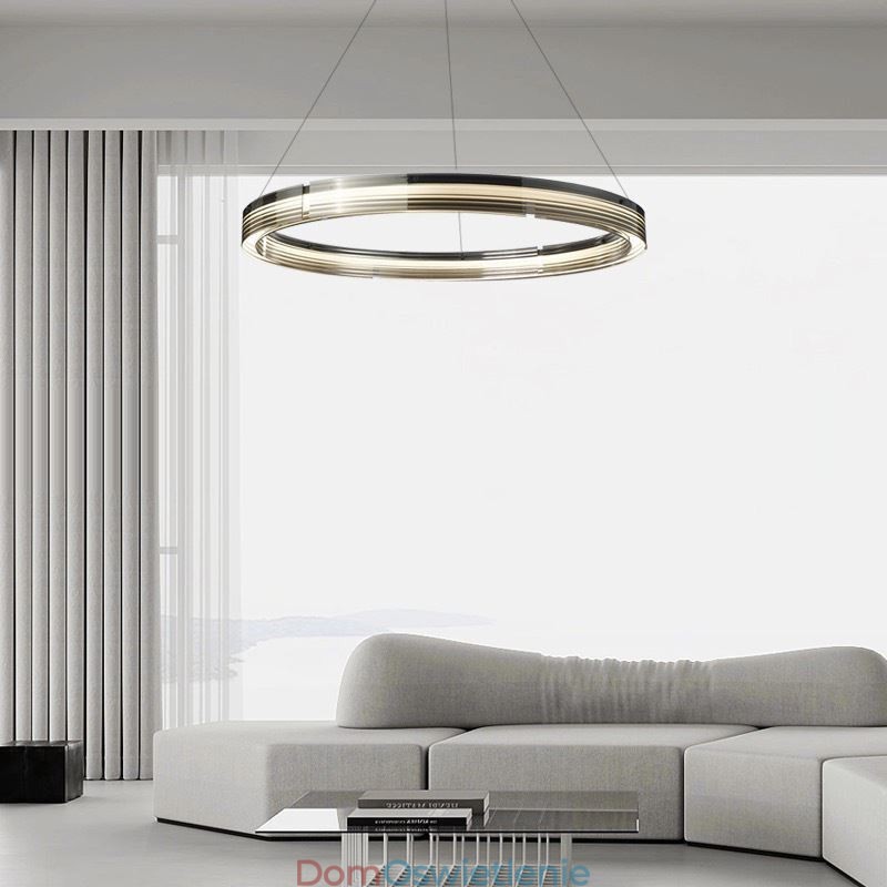 Lampa wisząca 60 80CM Okrągłe szklane lampy sufitowe Trójchromatyczne ściemnianie