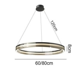 Lampa wisząca 60 80CM Okrągłe szklane lampy sufitowe Trójchromatyczne ściemnianie