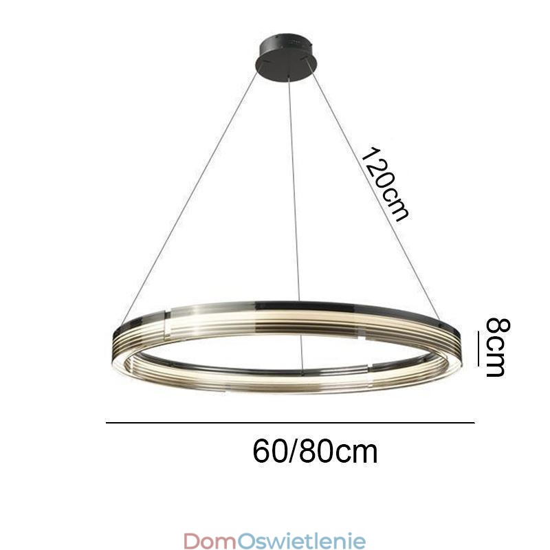 Lampa wisząca 60 80CM Okrągłe szklane lampy sufitowe Trójchromatyczne ściemnianie