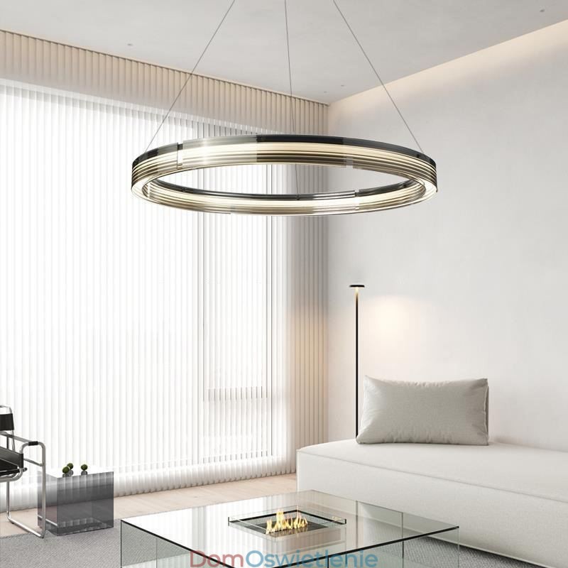 Lampa wisząca 60 80CM Okrągłe szklane lampy sufitowe Trójchromatyczne ściemnianie