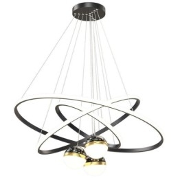 Prosta lampa wisząca z kutego żelaza, silikonowa, trzy okręgi, lampa sufitowa