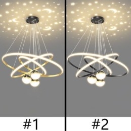 Prosta lampa wisząca z kutego żelaza, silikonowa, trzy okręgi, lampa sufitowa