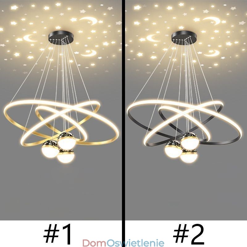 Prosta lampa wisząca z kutego żelaza, silikonowa, trzy okręgi, lampa sufitowa