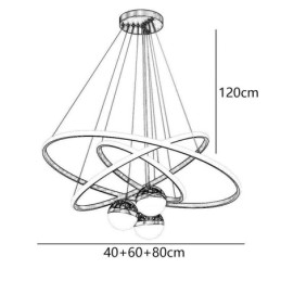 Prosta lampa wisząca z kutego żelaza, silikonowa, trzy okręgi, lampa sufitowa