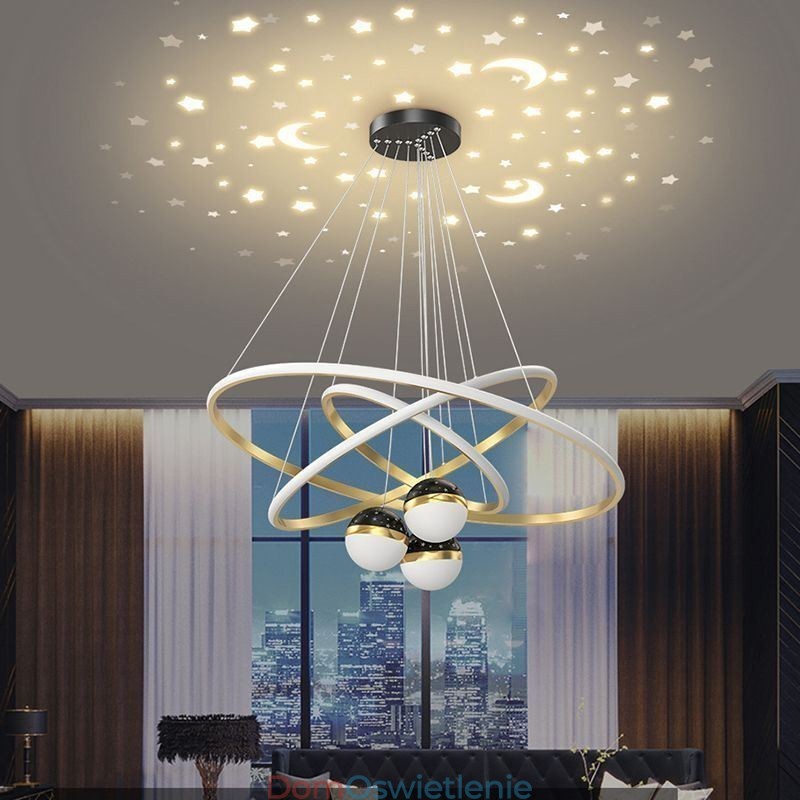 Prosta lampa wisząca z kutego żelaza, silikonowa, trzy okręgi, lampa sufitowa