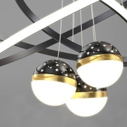 Prosta lampa wisząca z kutego żelaza, silikonowa, trzy okręgi, lampa sufitowa
