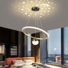 Wisząca lampa Nowoczesna prosta kutego żelaza silikonowa lampa sufitowa z pojedynczym pierścieniem