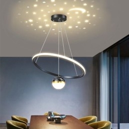 Wisząca lampa Nowoczesna prosta kutego żelaza silikonowa lampa sufitowa z pojedynczym pierścieniem