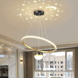 Wisząca lampa Nowoczesna prosta kutego żelaza silikonowa lampa sufitowa z pojedynczym pierścieniem