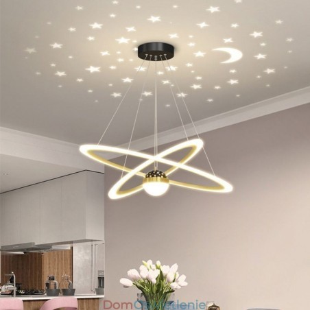 Wisząca lampa z kutego żelaza, akrylowa, gwiaździsta lampa sufitowa w kształcie pierścienia Wisząca lampa z kutego żelaza, akrylowa, gwiaździsta lampa sufitowa w kształcie pierścienia