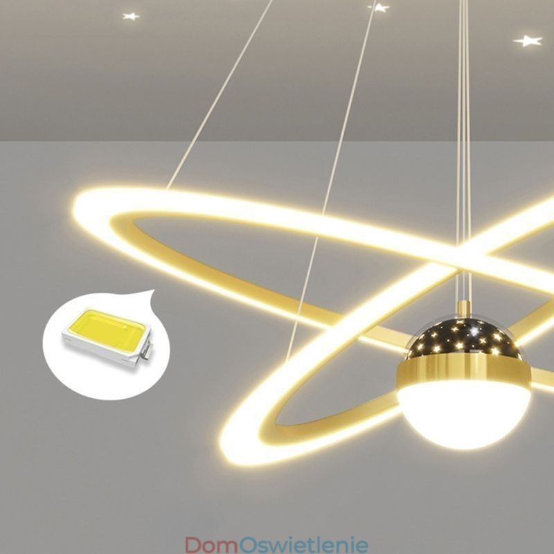 Wisząca lampa z kutego żelaza, akrylowa, gwiaździsta lampa sufitowa w kształcie pierścienia