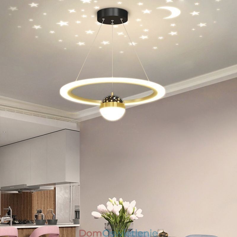 Wisząca lampa minimalistyczna z kutego żelaza, akrylowa lampa sufitowa w kształcie gwiazdy