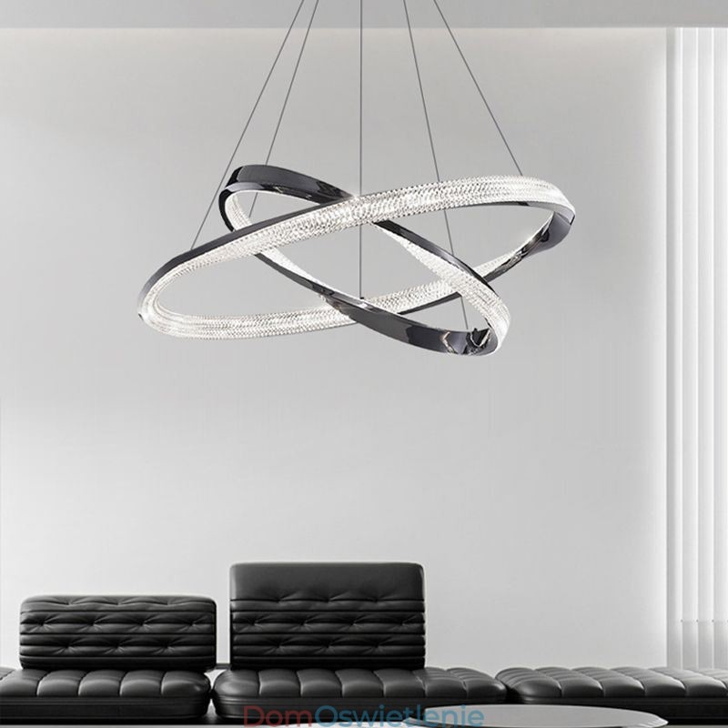 Wisząca lampa z kutego żelaza, akrylowy pierścień, podwójne koło, lampa sufitowa