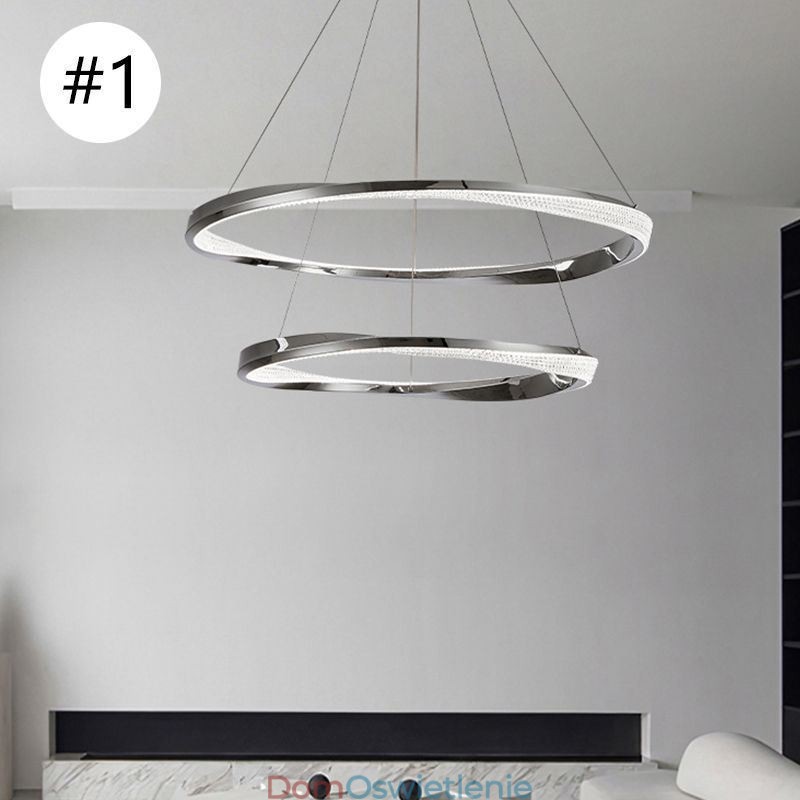 Wisząca lampa z kutego żelaza, akrylowy pierścień, podwójne koło, lampa sufitowa