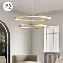 Wisząca lampa z kutego żelaza, akrylowy pierścień, podwójne koło, lampa sufitowa