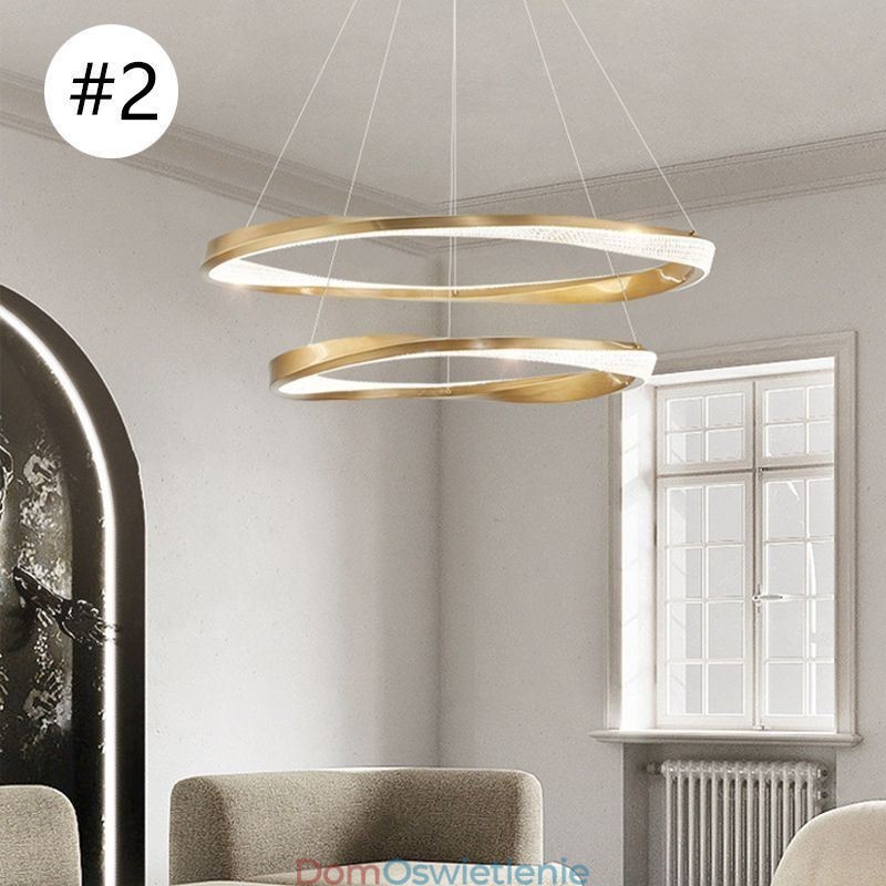 Wisząca lampa z kutego żelaza, akrylowy pierścień, podwójne koło, lampa sufitowa
