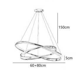 Wisząca lampa z kutego żelaza, akrylowy pierścień, podwójne koło, lampa sufitowa