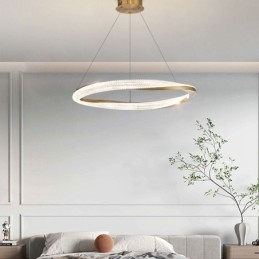 Wisząca lampa z kutego żelaza, akrylowy pierścień, pojedyncze koło, lampa sufitowa