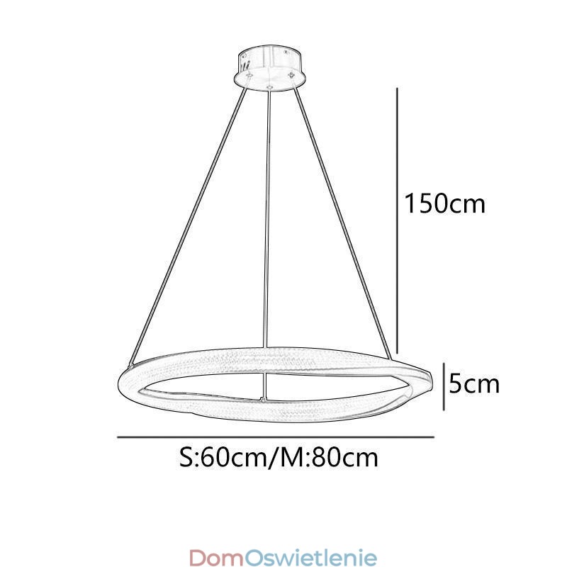 Wisząca lampa z kutego żelaza, akrylowy pierścień, pojedyncze koło, lampa sufitowa