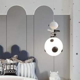 Minimalistyczna lampa wisząca z kutego żelaza, lądowanie na księżycu, mała lampa sufitowa