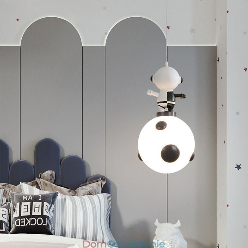 Minimalistyczna lampa wisząca z kutego żelaza, lądowanie na księżycu, mała lampa sufitowa