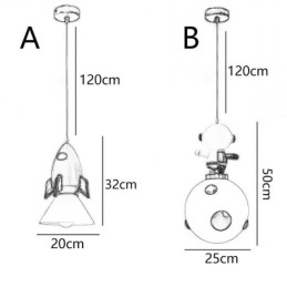 Minimalistyczna lampa wisząca z kutego żelaza, lądowanie na księżycu, mała lampa sufitowa