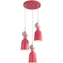 Nowoczesna lampa wisząca z kutego żelaza, różowa żywica, lampa sufitowa Piggy