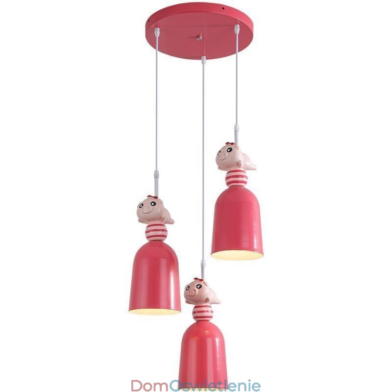 Nowoczesna lampa wisząca z kutego żelaza, różowa żywica, lampa sufitowa Piggy
