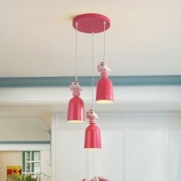 Nowoczesna lampa wisząca z kutego żelaza, różowa żywica, lampa sufitowa Piggy