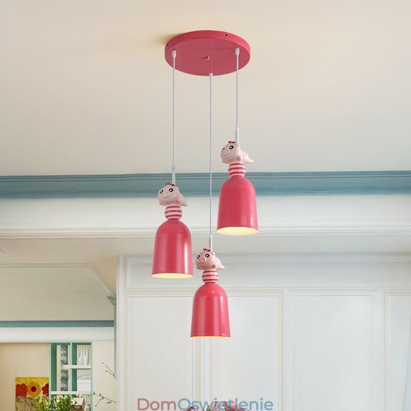Nowoczesna lampa wisząca z kutego żelaza, różowa żywica, lampa sufitowa Piggy
