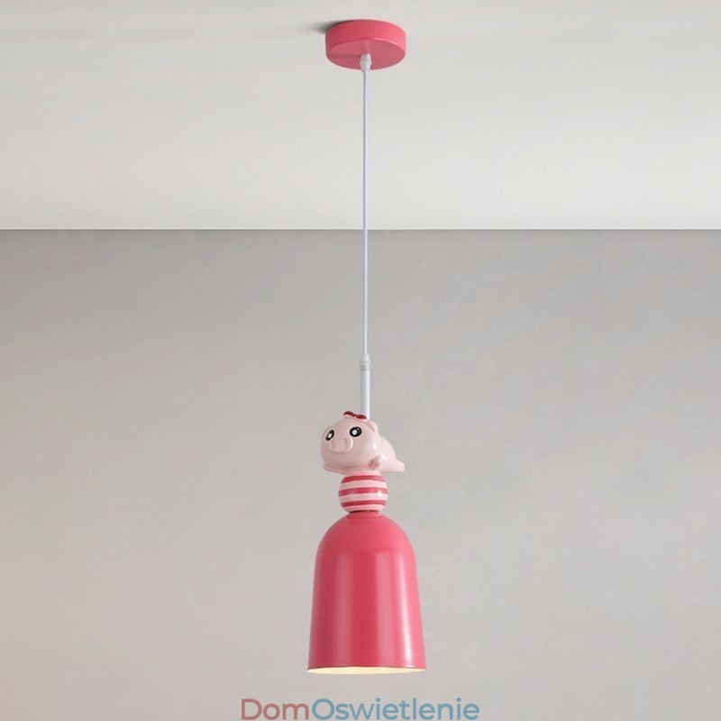 Nowoczesna lampa wisząca z kutego żelaza, różowa żywica, lampa sufitowa Piggy