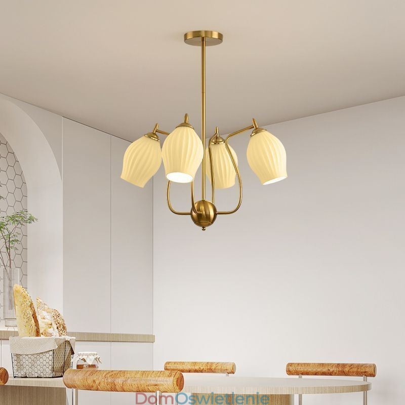 Nordic Wisząca Lampa Kreatywna Kute Żelazo Miedziana Naturalny Kolor Pręcik Sufitowa Lampa