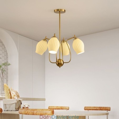 Nordic Wisząca Lampa Kreatywna Kute Żelazo Miedziana Naturalny Kolor Pręcik Sufitowa Lampa