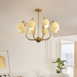 Nordic Wisząca Lampa Kreatywna Kute Żelazo Miedziana Naturalny Kolor Pręcik Sufitowa Lampa