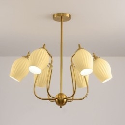 Nordic Wisząca Lampa Kreatywna Kute Żelazo Miedziana Naturalny Kolor Pręcik Sufitowa Lampa