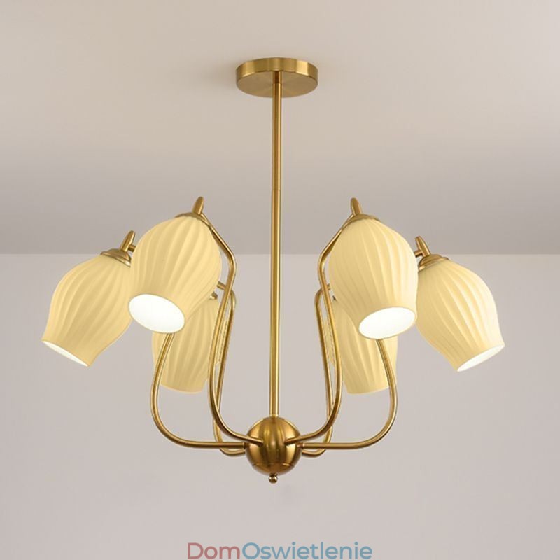 Nordic Wisząca Lampa Kreatywna Kute Żelazo Miedziana Naturalny Kolor Pręcik Sufitowa Lampa