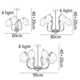 Nordic Wisząca Lampa Kreatywna Kute Żelazo Piasek Nikiel Kwiat Pręcik Sufitowa Lampa
